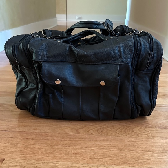 Made in Mexico Other - Leather Duffel Bag Black Expandable Made in Mexico
